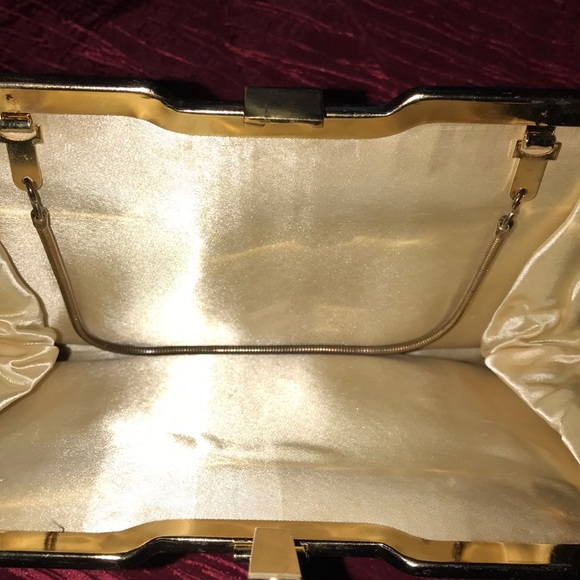 Vintage Black Satin Clutch - Picture 3 of 7